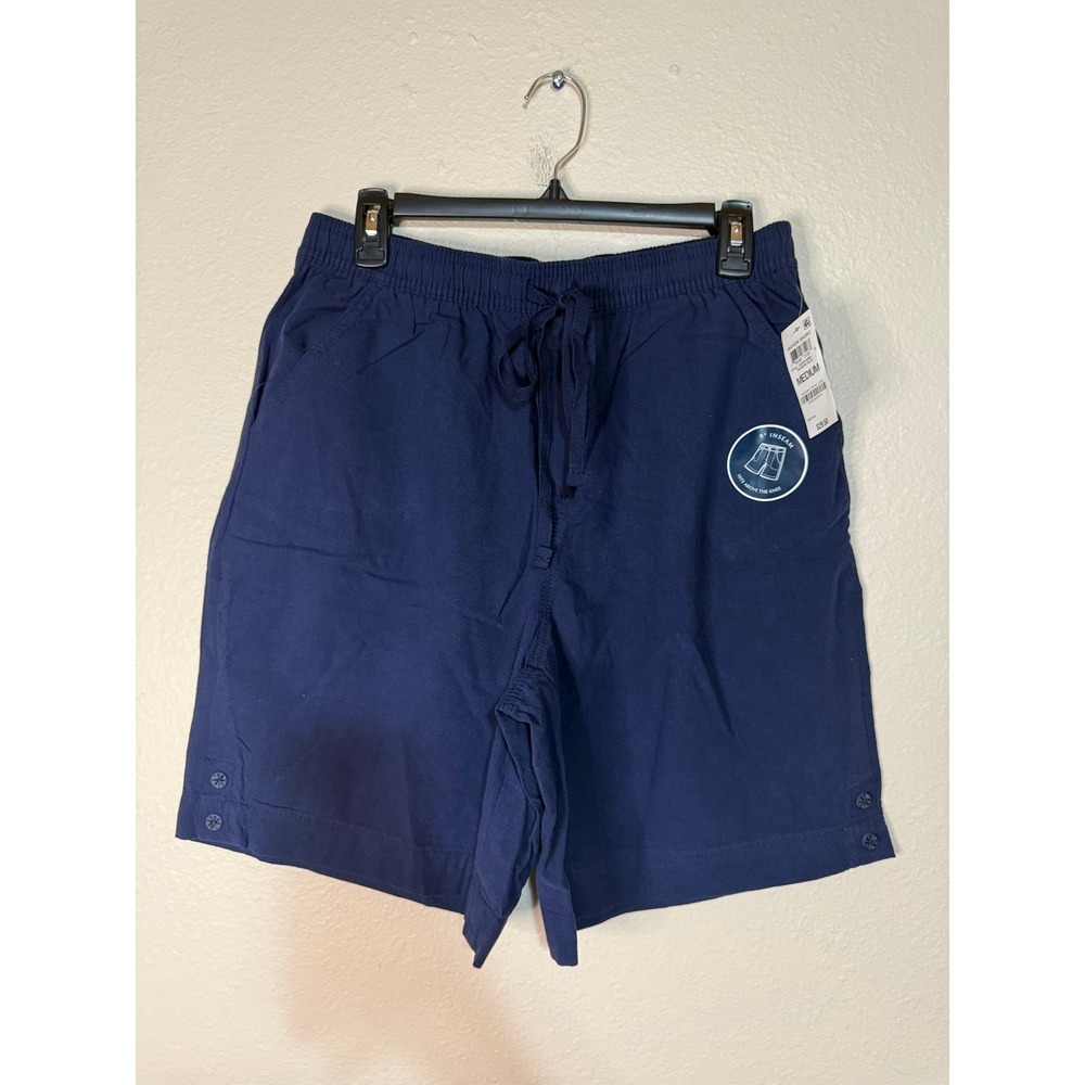 Karen Scott Womens Intrepid Blue Woven Cotton Shorts 100161040MS Medium NWT